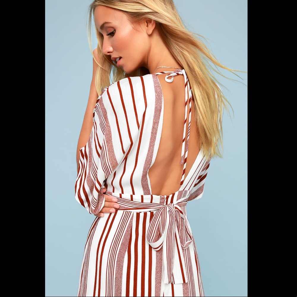 Nwot Lulu’s Hook, Line, And Sinker Rust Red Strip… - image 3